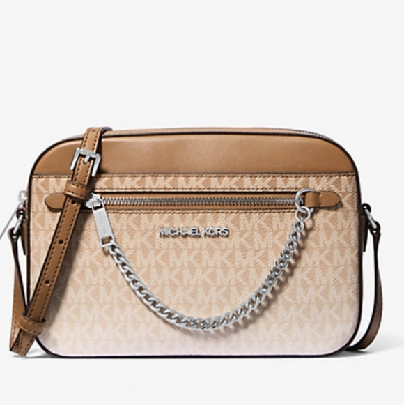 Michael Kors Jet Set Large Ombre Signature Logo Crossbody Bag: Husk, NWT - Picture 1 of 4